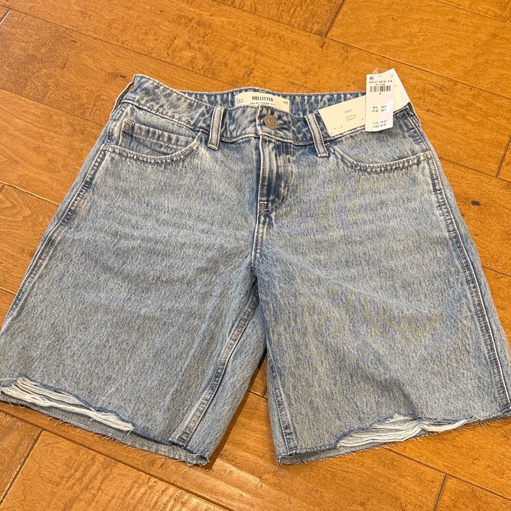 Women Light Blue Denim Shorts hollister